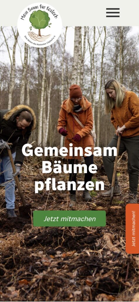 Mobile Ansicht der Webseite Mein Baum für Rostock